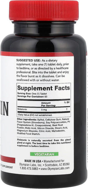 OLYMPIAN LABS - Olympian Labs Melatonin 5Mg. 60 Tabletas - The Red Vitamin MX - Suplementos Alimenticios - {{ shop.shopifyCountryName }}