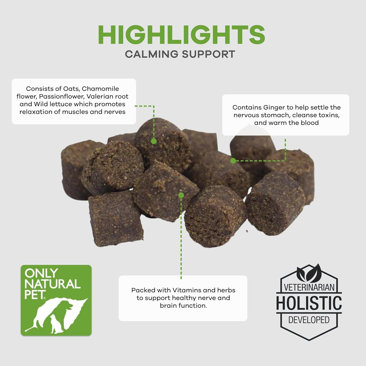 Only Natural Pet Just Relax Herbal Calming Soft Chews for Dogs 120 Masticables