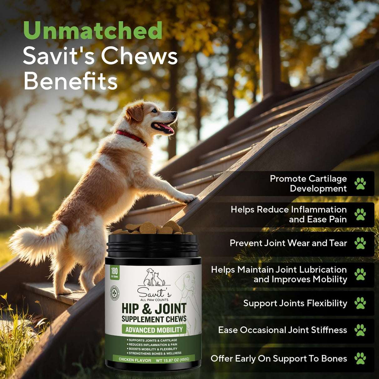 Savit's Dog Hip and Joint Supplement Chews 180 Masticables
