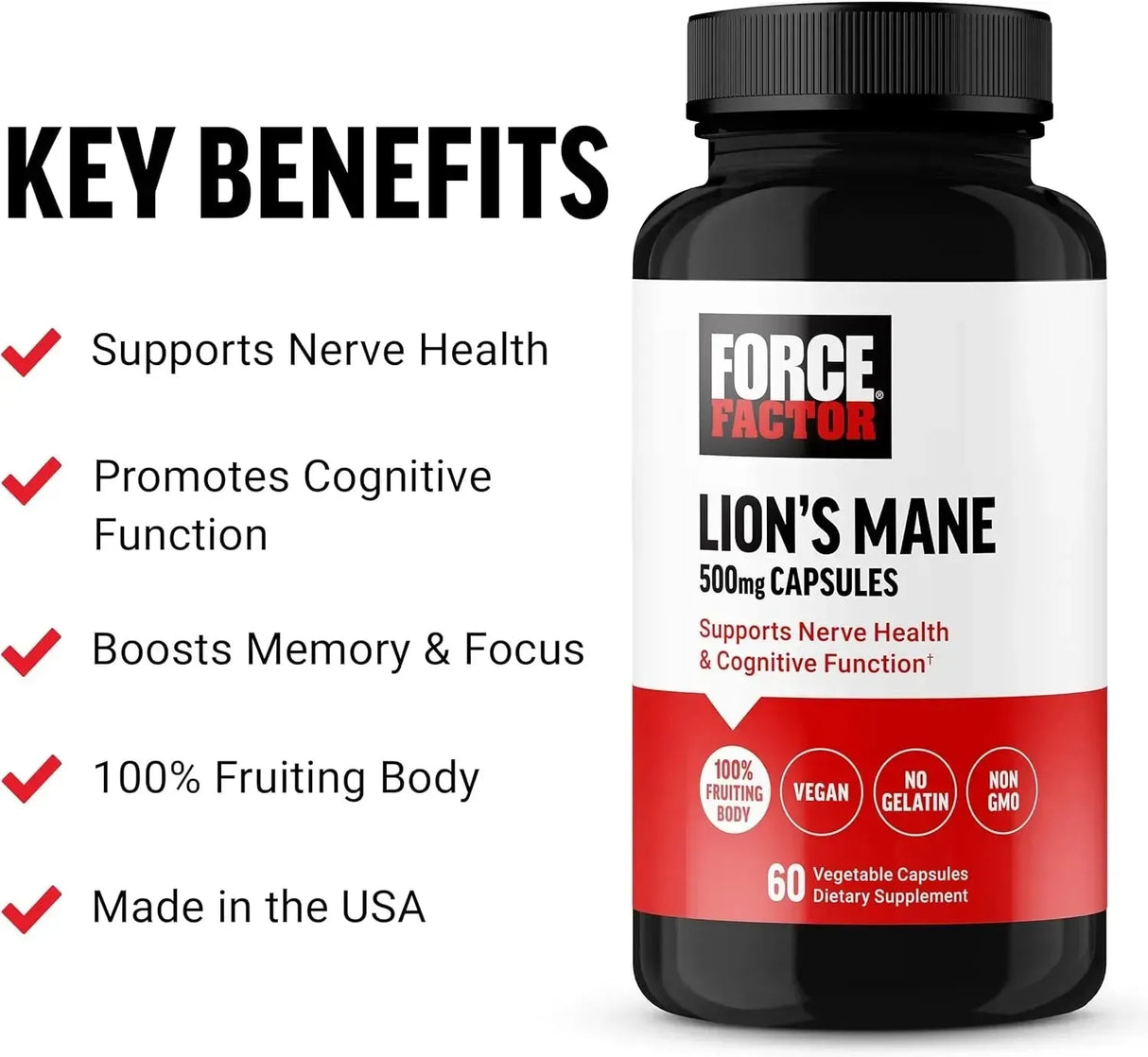 FORCE FACTOR - Force Factor Lion’s Mane 500Mg. 60 Capsulas - The Red Vitamin MX - Suplementos Alimenticios - {{ shop.shopifyCountryName }}