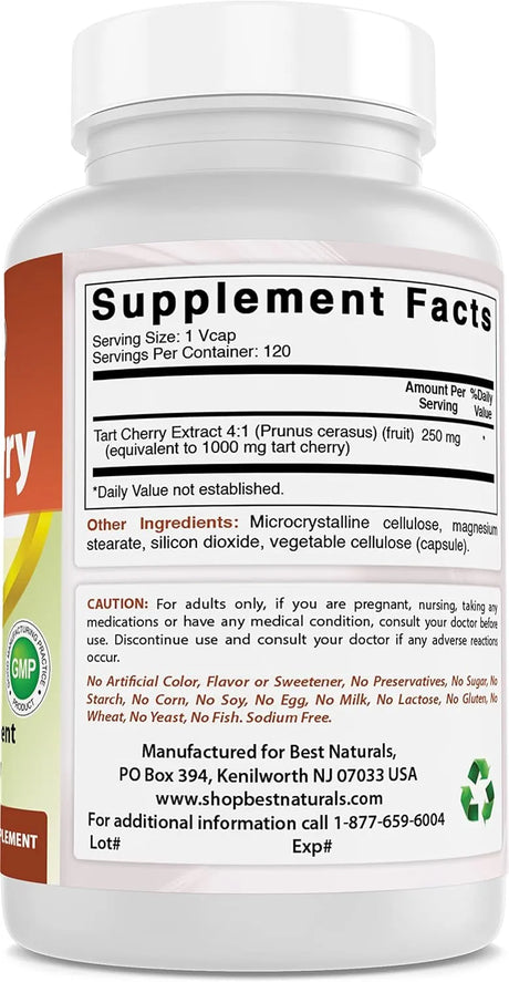 BEST NATURALS - Best Naturals Tart Cherry Extract 1000Mg. 120 Capsulas 2 Pack - The Red Vitamin MX - Suplementos Alimenticios - {{ shop.shopifyCountryName }}