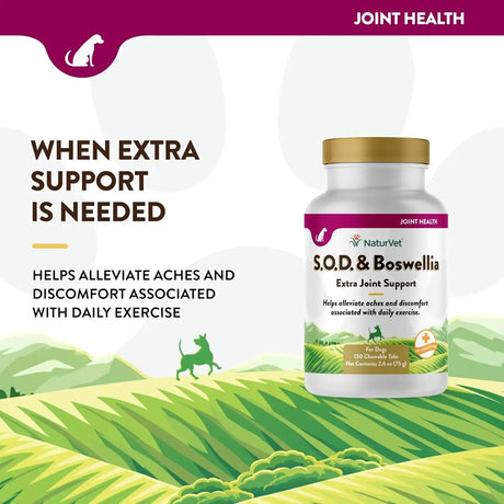 NATURVET - NaturVet S.O.D. & Boswellia Extra Joint Support Dog 150 Tabletas Masticables - The Red Vitamin MX - Cuidado De Cadera Y Articulaciones Para Perros - {{ shop.shopifyCountryName }}