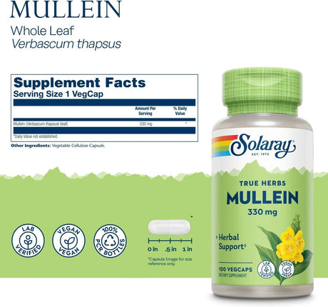 SOLARAY - SOLARAY Mullein Leaf 330Mg. 100 Capsulas 2 Pack - The Red Vitamin MX - Suplementos Alimenticios - {{ shop.shopifyCountryName }}