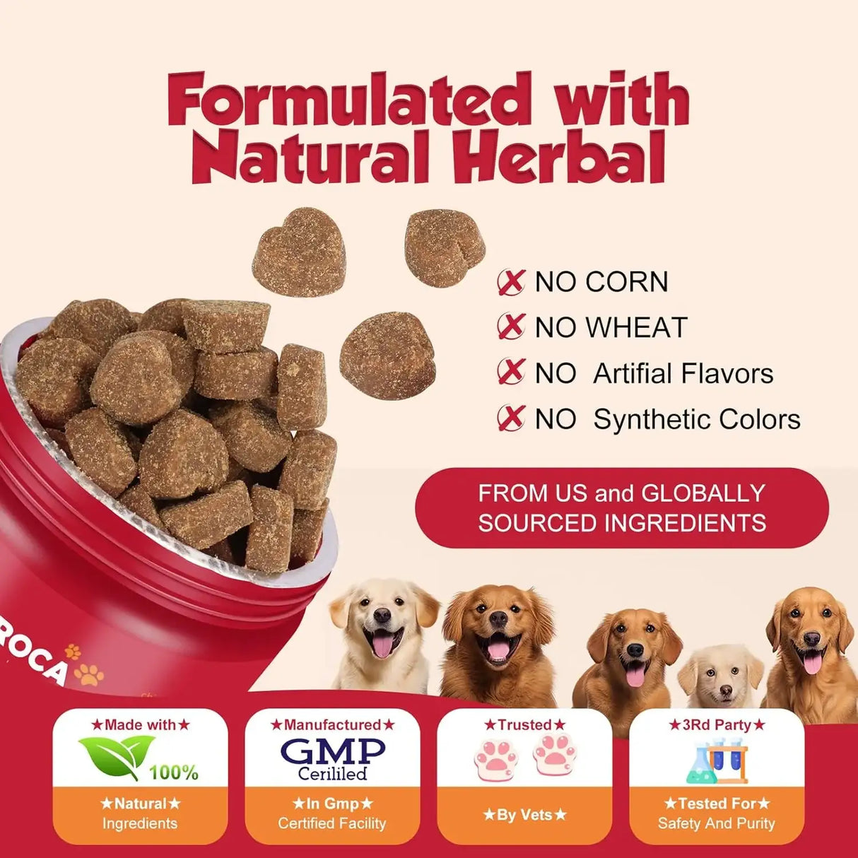 ROROCA Dog Calming Chews 180 Masticables