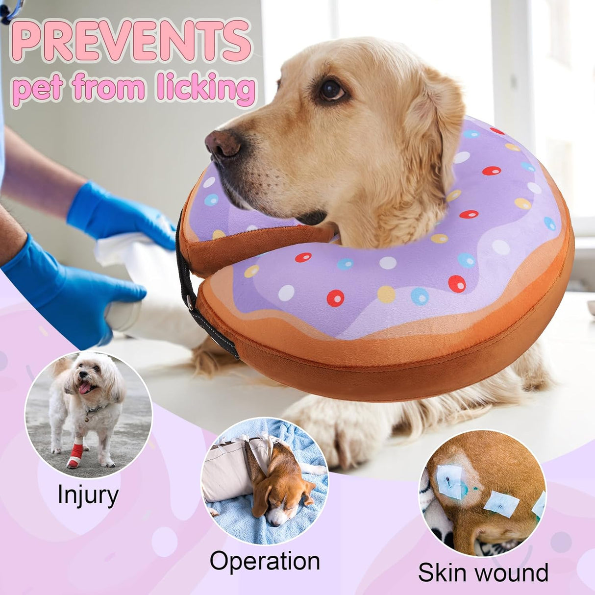 BEAUTYZOO Inflatable Donut Collar PURPLE MEDIUM