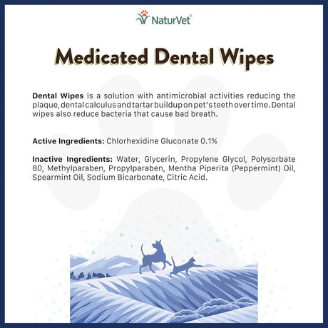 NATURVET - NaturVet Medicated Dental Wipes for Dogs & Cats 50 Toallitas - The Red Vitamin MX - Cuidado Dental Para Perros - {{ shop.shopifyCountryName }}