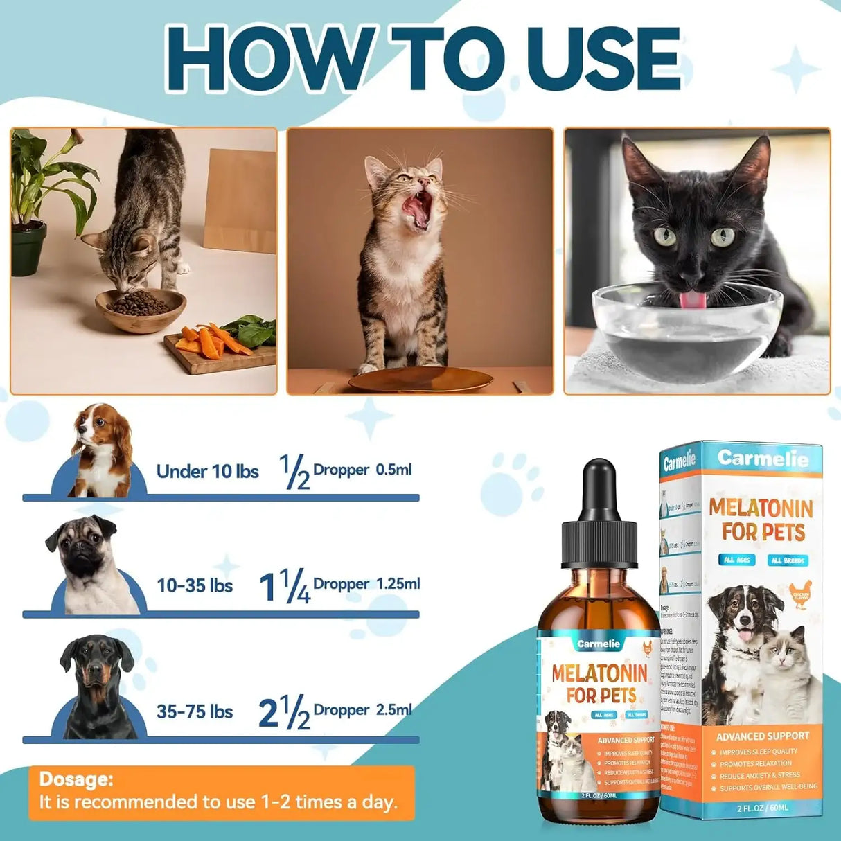 CARMELIE - Carmelie Melatonin for Pets 60Ml. - The Red Vitamin MX - Relajantes Para Perros - {{ shop.shopifyCountryName }}