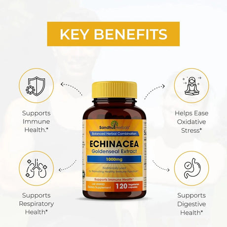 SANDHU HERBALS - Sandhu Herbals Echinacea Goldenseal 1000Mg. 120 Capsulas - The Red Vitamin MX - Suplementos Alimenticios - {{ shop.shopifyCountryName }}