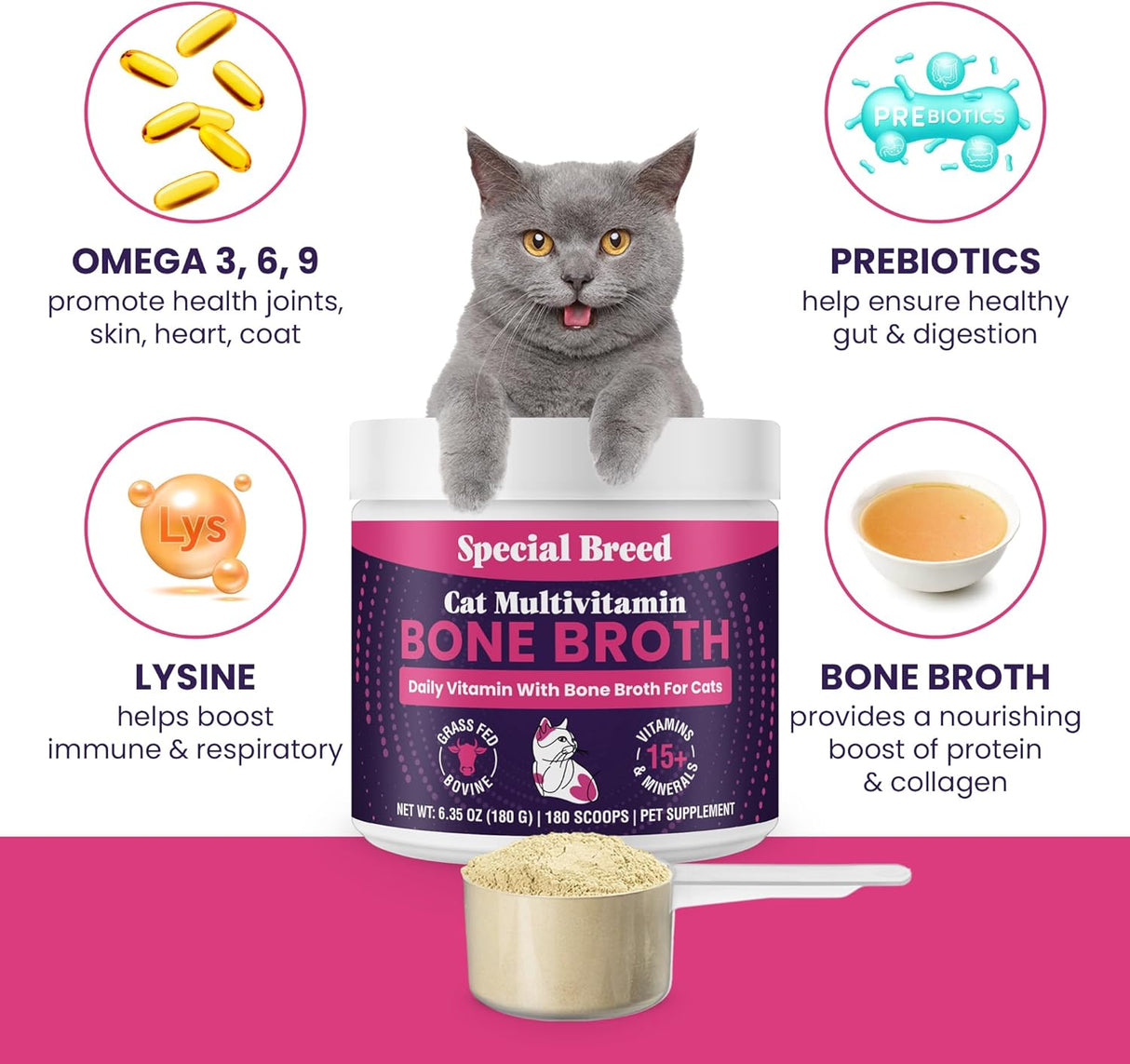 Special Breed Cat Multivitamin with Grass-Fed Beef Bone Broth 180Gr.