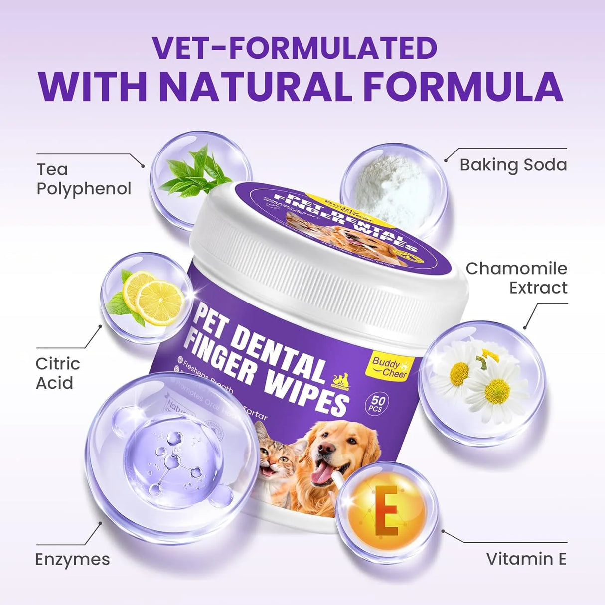 BUDDYCHEER - BuddyCheer No-Rinse Dog Dental Care Wipes Uncented 50 Toallitas - The Red Vitamin MX - Cuidado Dental Para Perros - {{ shop.shopifyCountryName }}