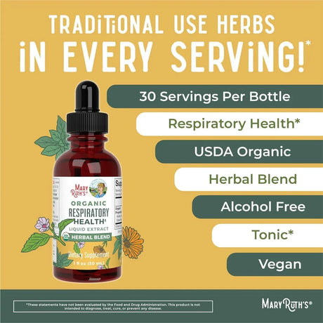 MARY RUTH ORGANICS - MaryRuth Organics Organic Respiratory Health Liquid Drops 1 Fl.Oz. - The Red Vitamin MX - Suplementos Alimenticios - {{ shop.shopifyCountryName }}