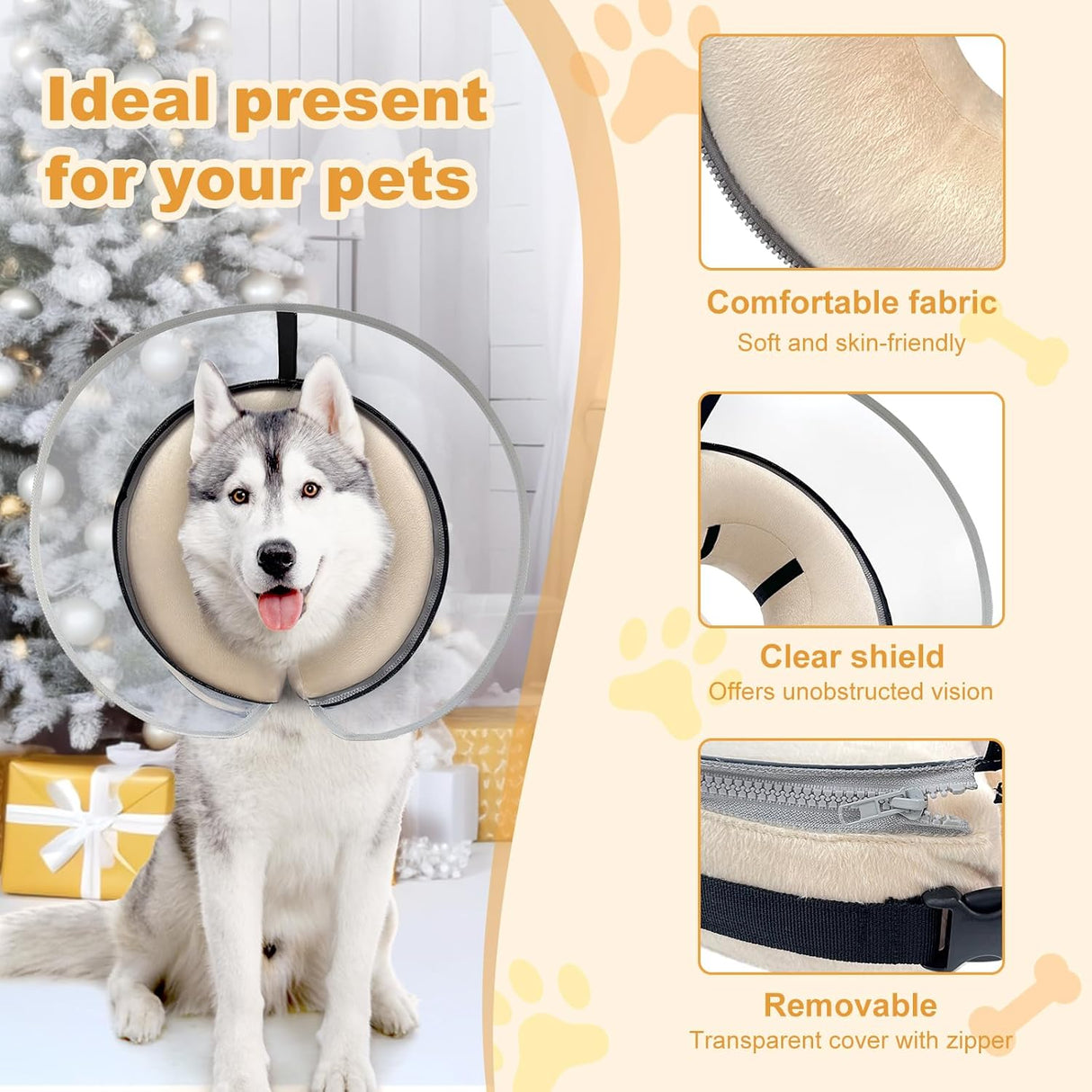 Uaidie Dog Cone Collar with Enhanced Anti-Licking PALE YELLOW XLARGE