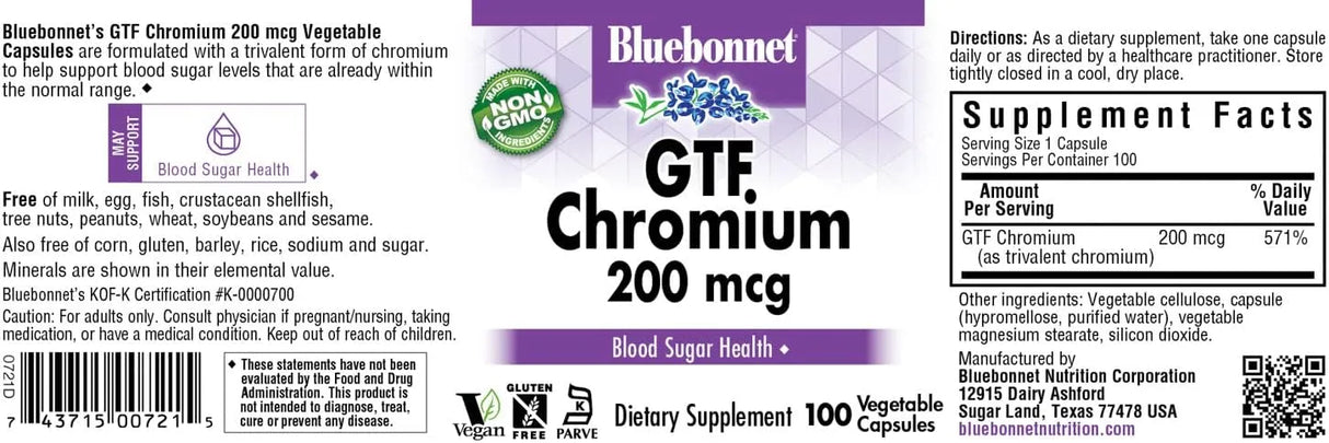 BLUEBONNET NUTRITION - Bluebonnet Nutrition GTF Chromium 200mcg 100 Capsulas - The Red Vitamin MX - Suplementos Alimenticios - {{ shop.shopifyCountryName }}