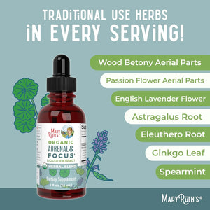 MARY RUTH ORGANICS - MaryRuth Organics Organic Adrenal & Focus 1 Fl.Oz. - The Red Vitamin MX - Suplementos Alimenticios - {{ shop.shopifyCountryName }}
