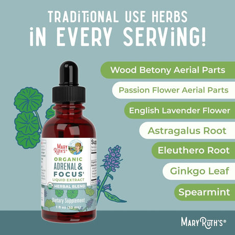 MARY RUTH ORGANICS - MaryRuth Organics Organic Adrenal & Focus 1 Fl.Oz. - The Red Vitamin MX - Suplementos Alimenticios - {{ shop.shopifyCountryName }}