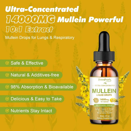 GREENPEOPLE - GreenPeople Mullein Leaf Extract Drops for Lungs 2 Fl.Oz. - The Red Vitamin MX - Suplementos Alimenticios - {{ shop.shopifyCountryName }}