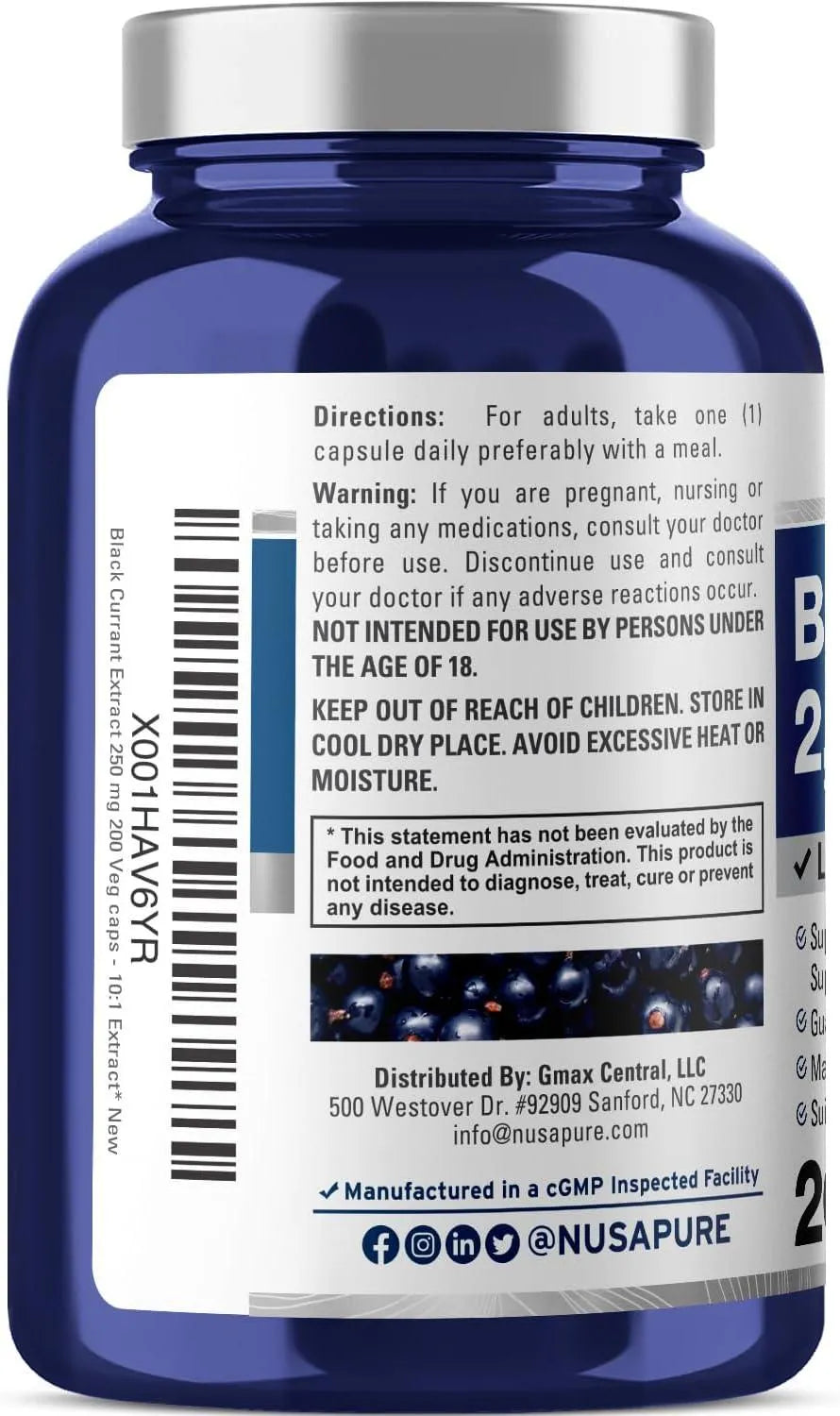 NUSAPURE - NusaPure Black Currant 2500Mg. 200 Capsulas - The Red Vitamin MX - Suplementos Alimenticios - {{ shop.shopifyCountryName }}