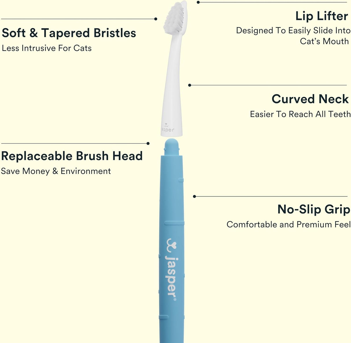 Jasper Microbrush Cat Toothbrush Soft-Bristled Toothbrush Kit