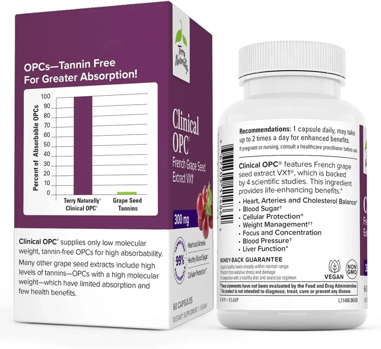 TERRY NATURALLY - Terry Naturally Clinical OPC Grape Seed Extract & Sunflower Lecithin 300Mg. 60 Capsulas - The Red Vitamin MX - Suplementos Alimenticios - {{ shop.shopifyCountryName }}