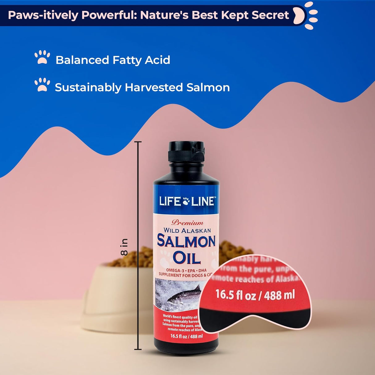 Life Line Pet Nutrition Wild Alaskan Salmon Oil Omega-3 16.5 Fl.Oz.