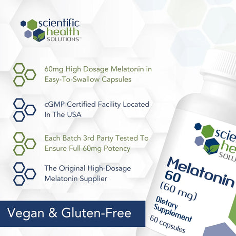 SCIENTIFIC HEALTH SOLUTIONS - Scientific Health Solutions Melatonin 60Mg. 60 Capsulas - The Red Vitamin MX - Suplementos Alimenticios - {{ shop.shopifyCountryName }}