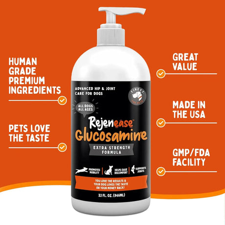 FINEST FOR PETS - Finest For Pets Rejenease Liquid Glucosamine for Dogs 32 Fl.Oz. - The Red Vitamin MX - Cuidado De Cadera Y Articulaciones Para Perros - {{ shop.shopifyCountryName }}