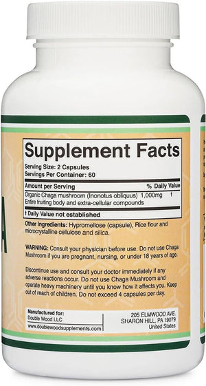 DOUBLE WOOD SUPPLEMENTS - Double Wood Supplements Chaga Mushrooms 120 Capsulas - The Red Vitamin MX - Suplementos Alimenticios - {{ shop.shopifyCountryName }}