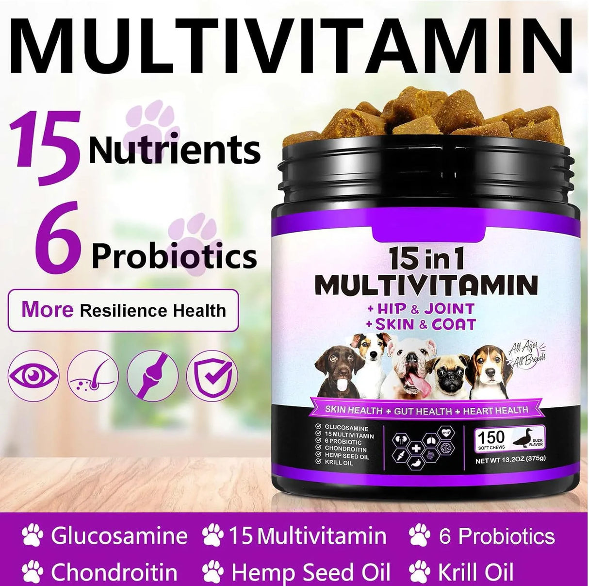 FRDUGA - FRDUGA 15-in-1 Dog Multivitamin 150 Masticables - The Red Vitamin MX - Multivitamínicos Para Perros - {{ shop.shopifyCountryName }}