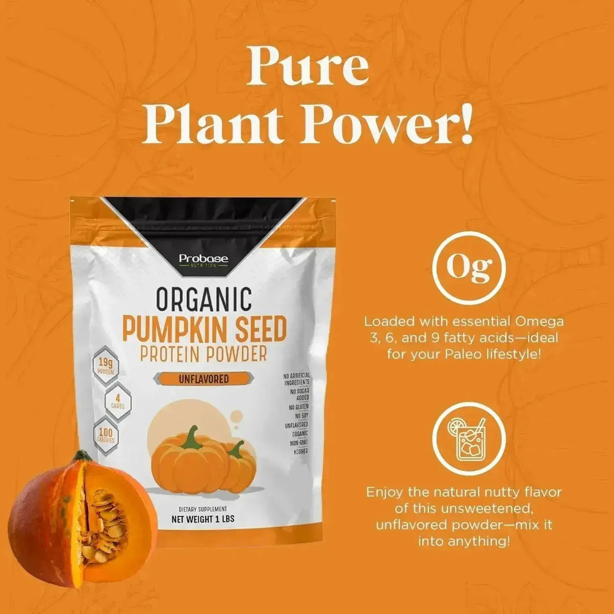 PROBASE NUTRITION - Probase Nutrition Pumpkin Seed Protein Powder 1 Lb. - The Red Vitamin MX - Suplementos Alimenticios - {{ shop.shopifyCountryName }}