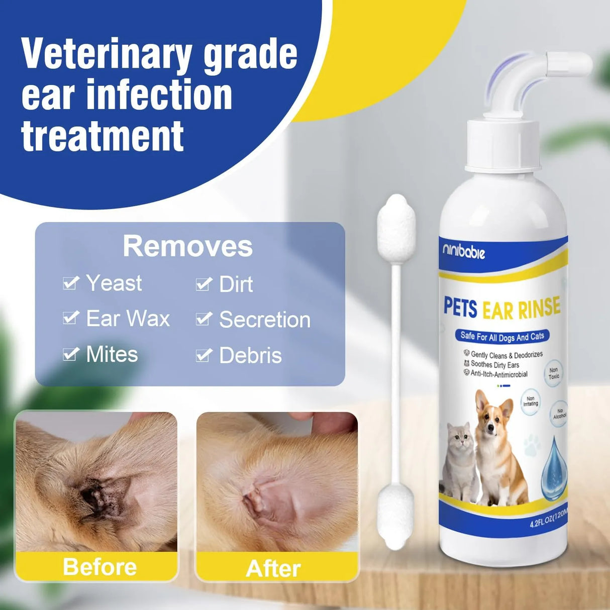 NINIBABIE - Ninibabie Ear Cleaning Solution for Dogs and Cats 120Ml. - The Red Vitamin MX - Cuidado Del Oído De Perros - {{ shop.shopifyCountryName }}