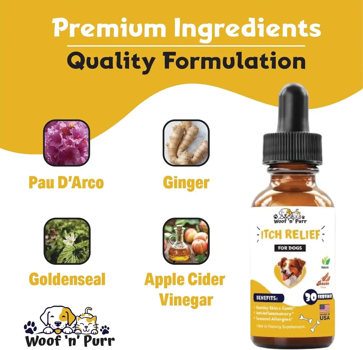 WOOF N PURR - Woof 'n' Purr Natural Itch Relief for Dogs 1 Fl.Oz. - The Red Vitamin MX - Remedios Para La Picazón De Perros - {{ shop.shopifyCountryName }}