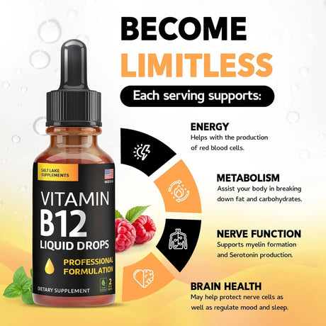 SALT LAKE SUPPLEMENTS - Salt Lake Supplements Vitamin B12 Liquid Drops 2 Fl.Oz. - The Red Vitamin MX - Suplementos Alimenticios - {{ shop.shopifyCountryName }}