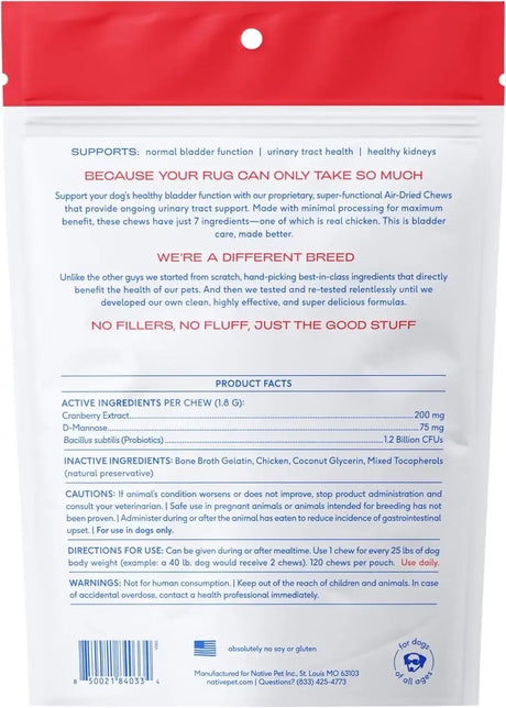 NATIVE PET - Native Pet Dog UTI Treatment 120 Masticables - The Red Vitamin MX - Salud De Tracto Urinario Para Perros - {{ shop.shopifyCountryName }}