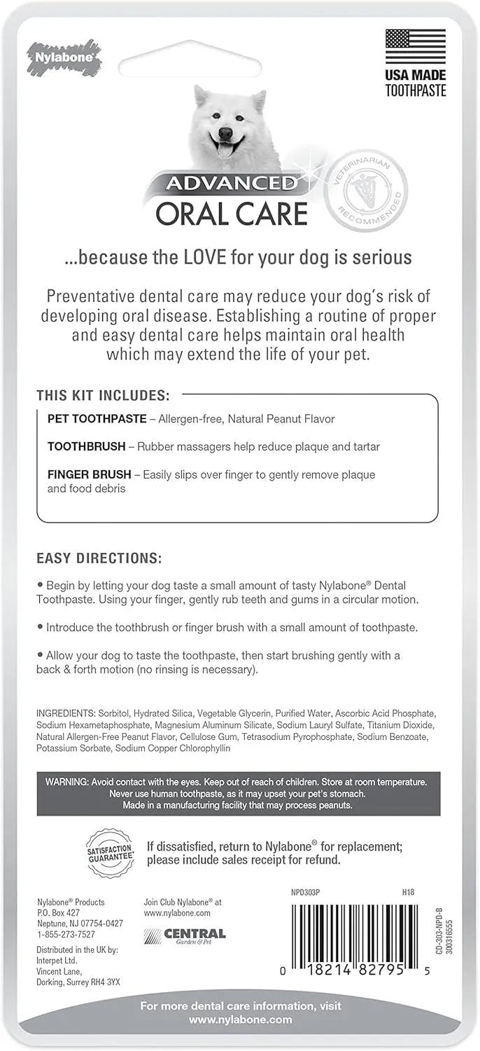 NYLABONE - Nylabone Advanced Oral Care Natural Dog Dental Kit Peanut Flavor 2.5 Oz. - The Red Vitamin MX - Cuidado Dental Para Perros - {{ shop.shopifyCountryName }}