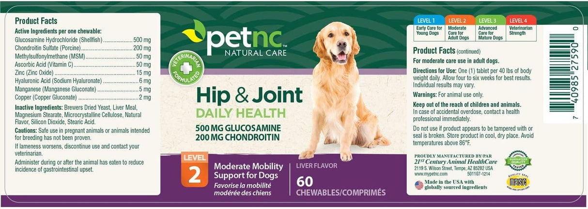PetNC Natural Care Hip and Joint Health Moderate Mobility 60 Masticables