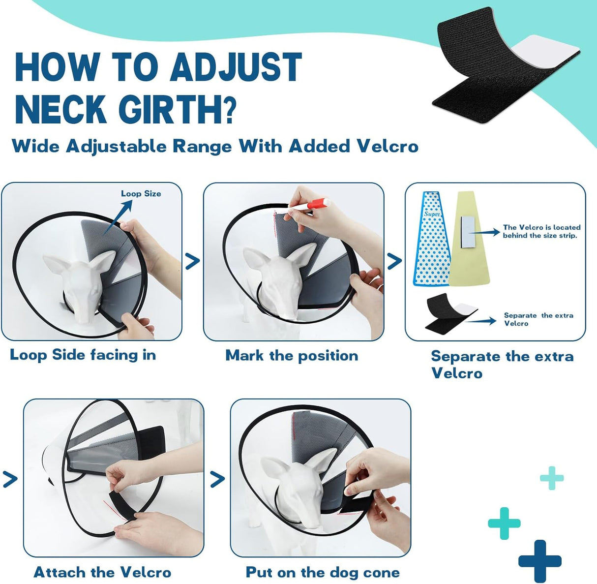 Supet Dog Cone Collar Adjustable After Surgery XSMALL 9.5-11.5"