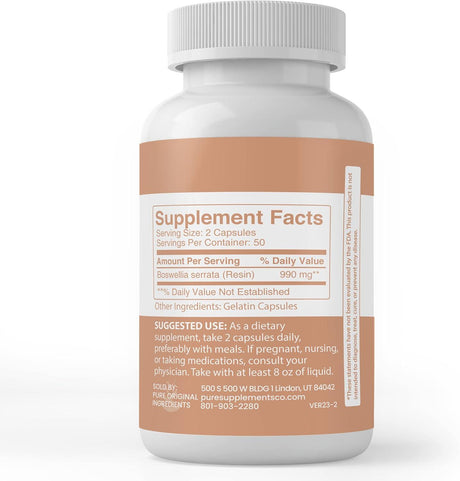 PURE ORIGINAL INGREDIENTS - Pure Original Ingredients Boswellia 100 Capsulas - The Red Vitamin MX - Suplementos Alimenticios - {{ shop.shopifyCountryName }}