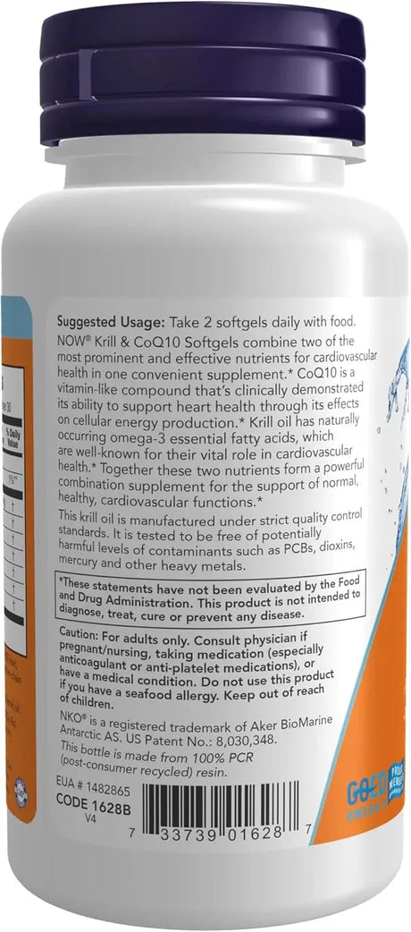 NOW SUPPLEMENTS - NOW Supplements Krill & CoQ10 60 Capsulas Blandas - The Red Vitamin MX - Suplementos Alimenticios - {{ shop.shopifyCountryName }}