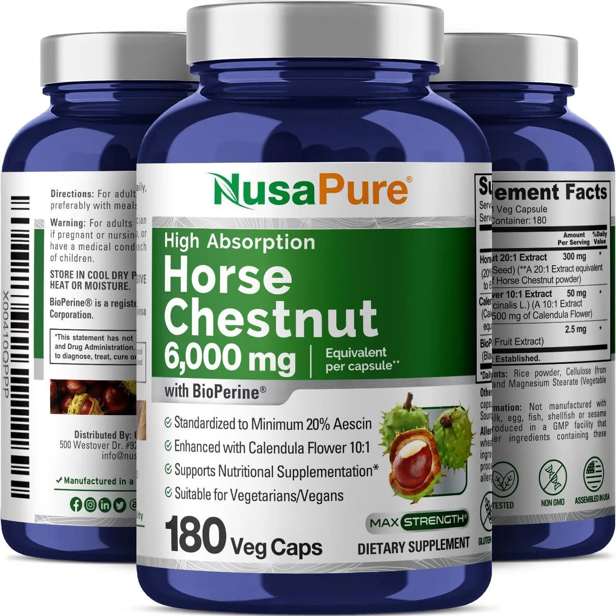 NUSAPURE - NusaPure Horse Chestnut 6000Mg. 180 Capsulas - The Red Vitamin MX - Suplementos Alimenticios - {{ shop.shopifyCountryName }}