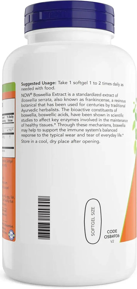 NOW SUPPLEMENTS - Now Supplements Boswellia Serrata Extract 500Mg. 200 Capsulas Blandas - The Red Vitamin MX - Suplementos Alimenticios - {{ shop.shopifyCountryName }}