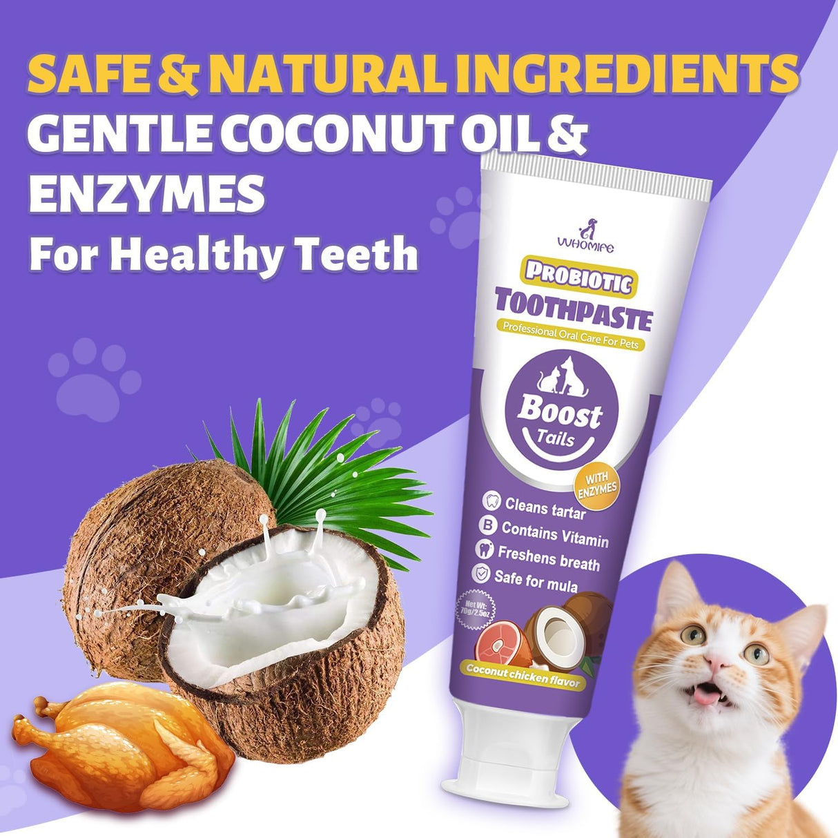 VVHOMIFE Cat Toothbrush and Toothpaste Kit