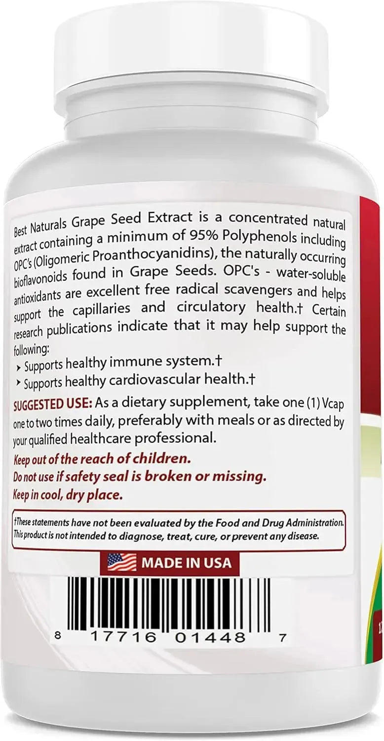 BEST NATURALS - Best Naturals Grape Seed Extract 400Mg. 120 Capsulas 2 Pack - The Red Vitamin MX - Suplementos Alimenticios - {{ shop.shopifyCountryName }}