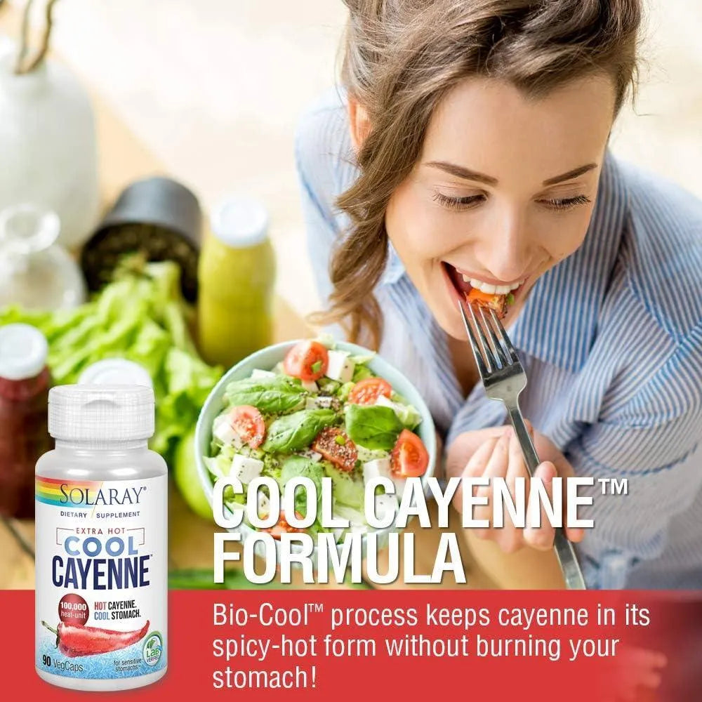 SOLARAY - Solaray Extra Hot Cool Cayenne 100,000 HU 90 Capsulas - The Red Vitamin MX - Suplementos Alimenticios - {{ shop.shopifyCountryName }}