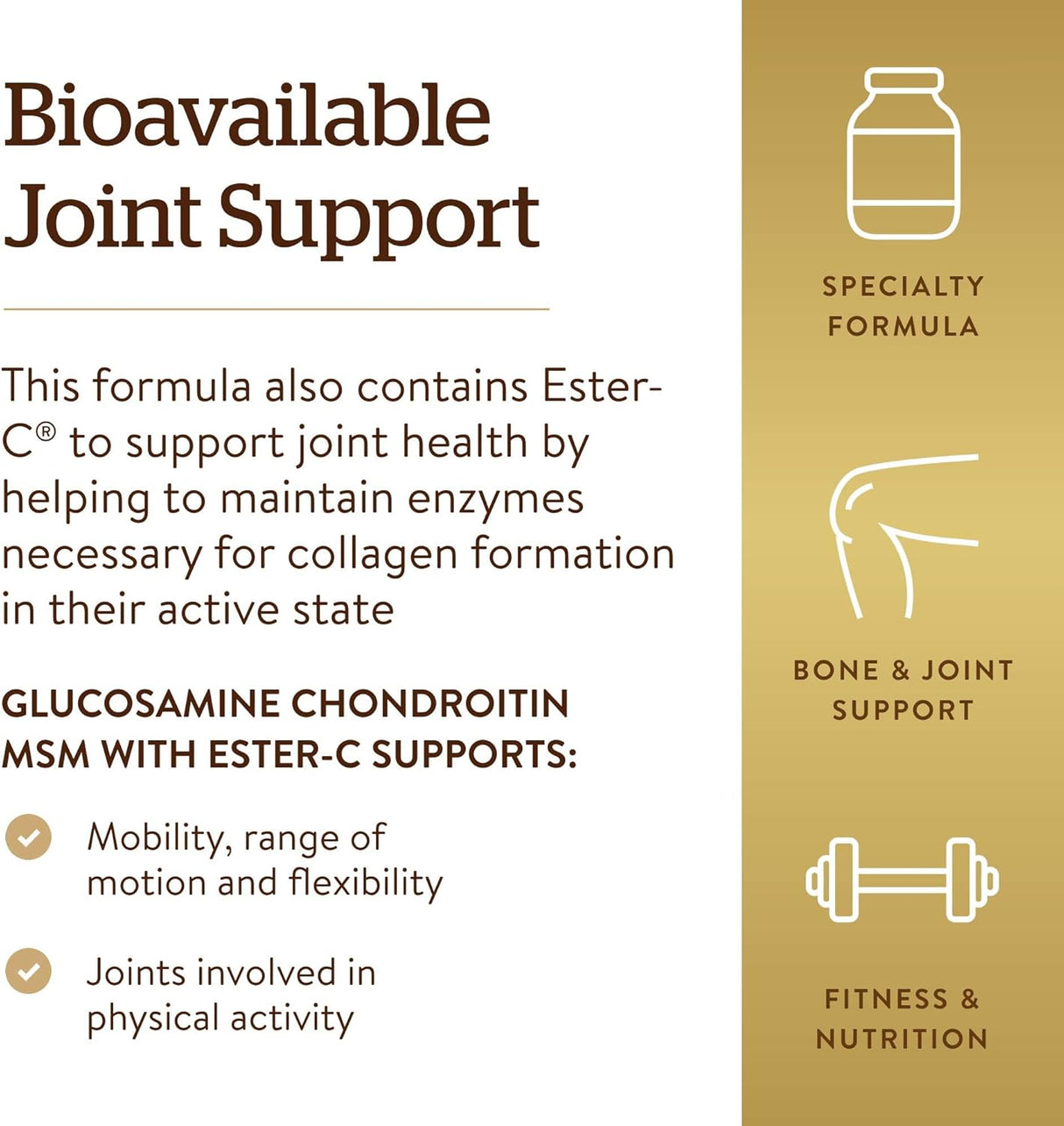 Solgar Extra Strength Glucosamine Chondroitin MSM w/ Ester-C 180 Tabletas