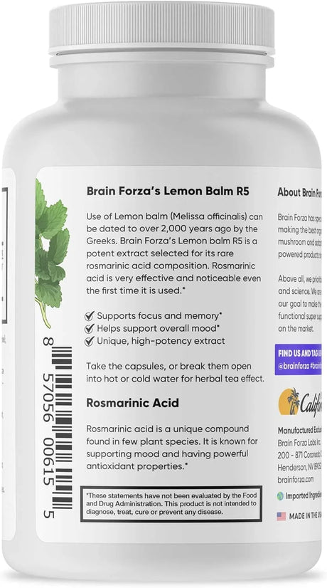 BRAIN FORZA - Brain Forza Lemon Balm R5 Extract 90 Capsulas - The Red Vitamin MX - Suplementos Alimenticios - {{ shop.shopifyCountryName }}