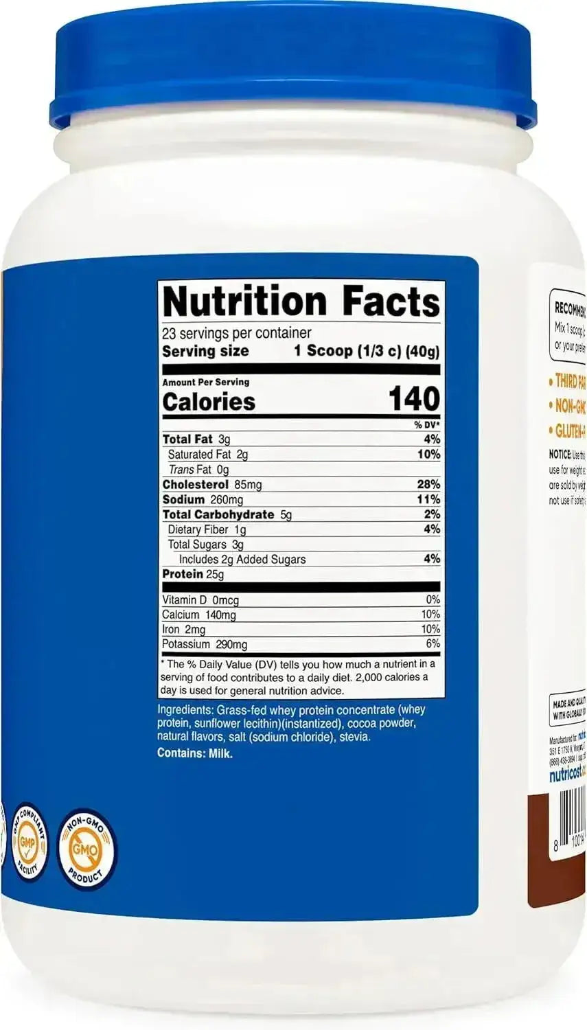 NUTRICOST - Nutricost Grass-Fed Whey Protein Concentrate 24 Servicios Chocolate 907Gr. - The Red Vitamin MX - Suplementos Alimenticios - {{ shop.shopifyCountryName }}