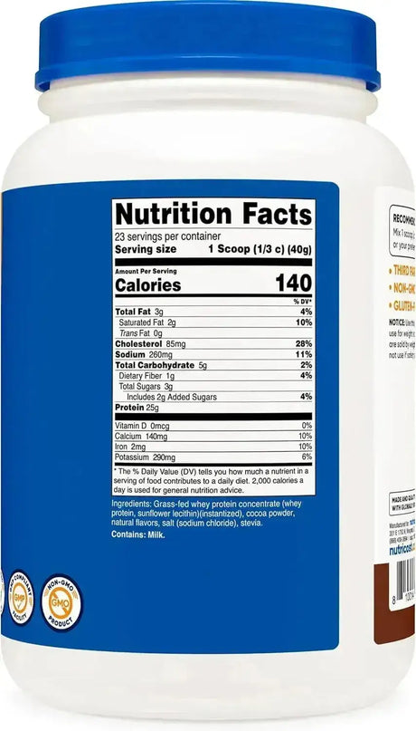 NUTRICOST - Nutricost Grass-Fed Whey Protein Concentrate 24 Servicios Chocolate 907Gr. - The Red Vitamin MX - Suplementos Alimenticios - {{ shop.shopifyCountryName }}