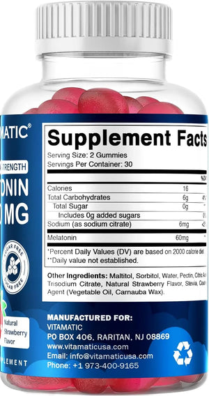 VITAMATIC - Vitamatic Sugar Free Melatonin 60Mg. 60 Gomitas - The Red Vitamin MX - Suplementos Alimenticios - {{ shop.shopifyCountryName }}