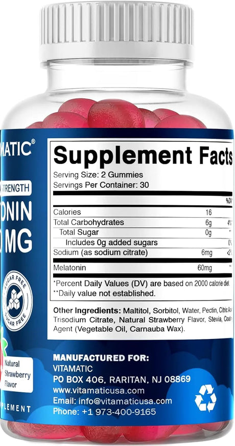 VITAMATIC - Vitamatic Sugar Free Melatonin 60Mg. 60 Gomitas - The Red Vitamin MX - Suplementos Alimenticios - {{ shop.shopifyCountryName }}