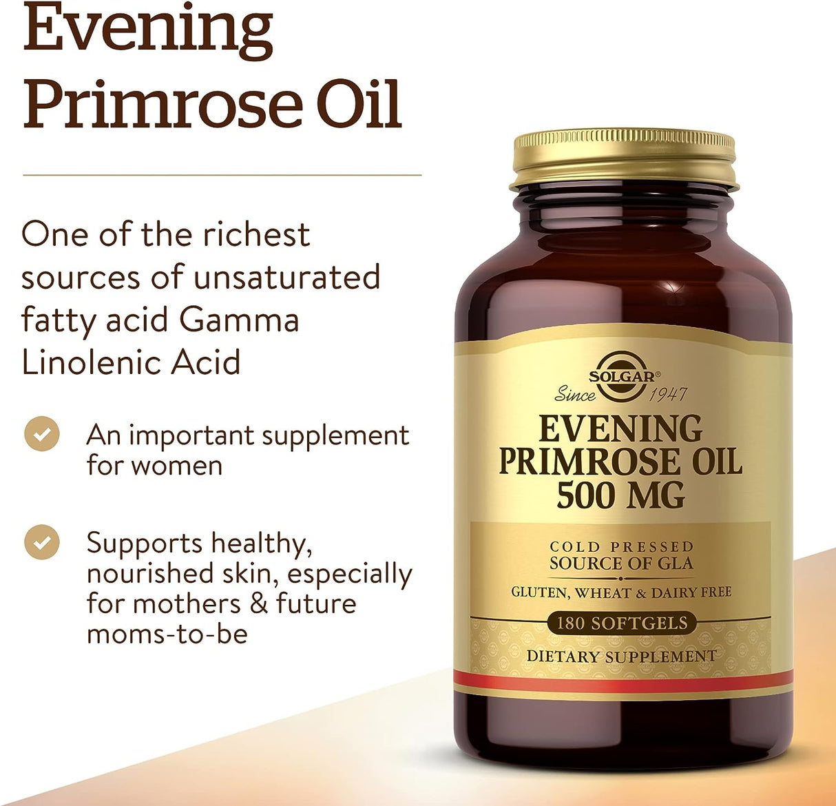 Solgar Evening Primrose Oil 500Mg. 180 Capsulas Blandas - The Red Vitamin MX - Suplementos Alimenticios - SOLGAR